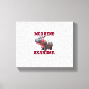 Cute MOO DENG GRANDMA Baby Hippo Granny Teacher Cu Canvas Print