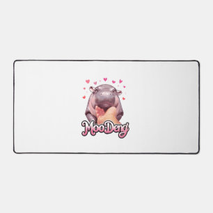Cute Moo Deng Hippo Girlie Hearts for girls kids w Desk Mat
