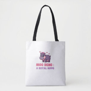 Cute MOO DENG ROYAL HIPPO Hippo Theme Zoology Pixe Tote Bag
