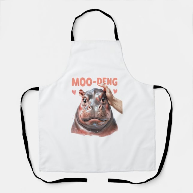 Cute Moo Deng T-Shirt Apron (Front)