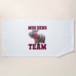 Cute MOO DENG TEAM Baby Hippo Squad Girls Besties Beach Towel