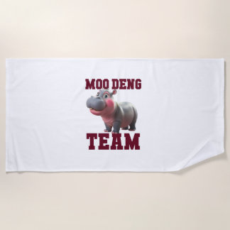 Cute MOO DENG TEAM Baby Hippo Squad Girls Besties Beach Towel