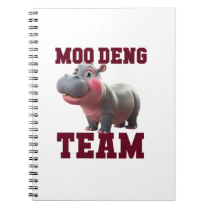 Cute MOO DENG TEAM Baby Hippo Squad Girls Besties  Notebook