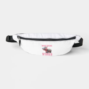 Cute MOO DENG VIBES Only Baby Hippo Kindergarten C Fanny Pack