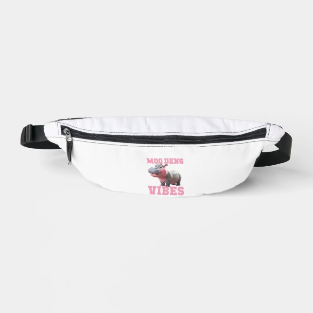 Cute MOO DENG VIBES Only Baby Hippo Kindergarten C Fanny Pack (Front)