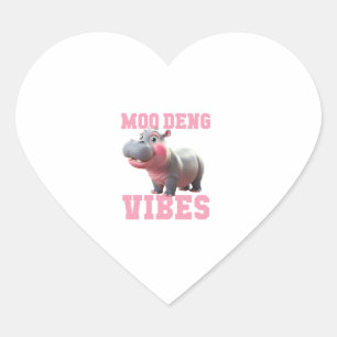 Cute MOO DENG VIBES Only Baby Hippo Kindergarten C Heart Sticker
