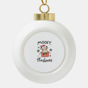 Cute Mooey Christmas Baby Highland Cow Xmas Cows L Ceramic Ball Christmas Ornament