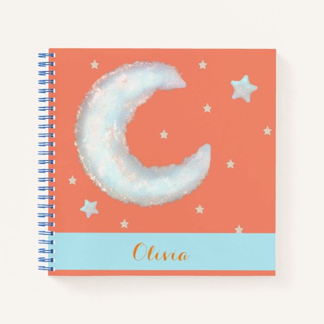 Cute moon and stars Spiral Notebook (Front)