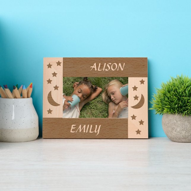 Cute Moon and Stars with 2 Custom Names Etched Frames (Creator Uploaded)