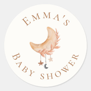 Cute Moon Baby Shower  Classic Round Sticker
