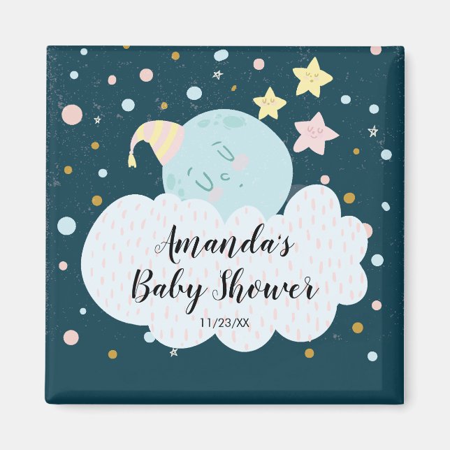 CUTE Moon Baby Shower Favour Magnet (Front)