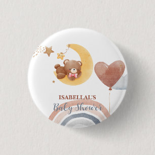 Cute moon Bear African american kids baby shower 1 Inch Round Button