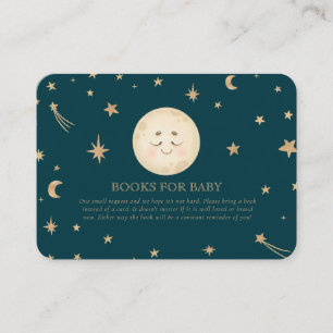 Cute Moon Golden Stars Baby Shower books for baby Enclosure Card