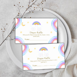 Cute Moon Stars Rainbow Diaper Raffle Baby Shower Enclosure Card