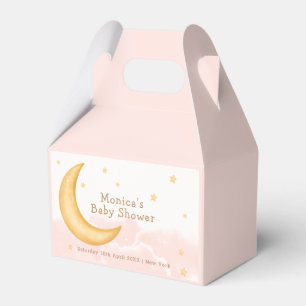 Cute Moon Stars Twinkle Twinkle Girl Baby Shower Favor Box