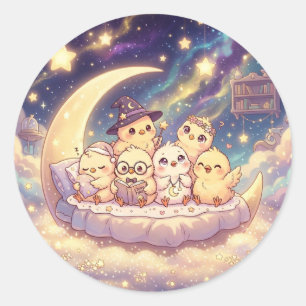 Cute Moon Storytime Chicks Sticker
