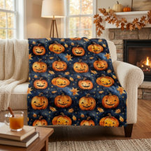 Cute Moonlit Jack-O-Lantern Pumpkins Halloween