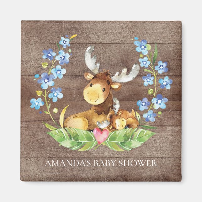 Cute Moose Baby Shower Favour  Magnet (Front)
