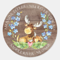 Cute Moose Baby Shower Return Address Label