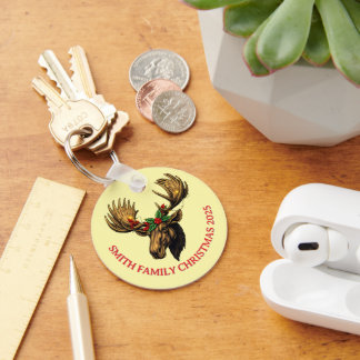 CUTE MOOSE CHRISTMAS DESIGN KEYCHAIN