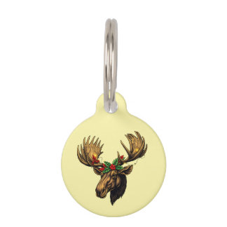 CUTE MOOSE CHRISTMAS DESIGN PET TAG