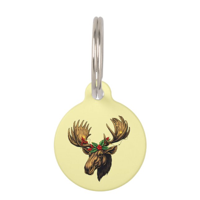 CUTE MOOSE CHRISTMAS DESIGN PET TAG (Front)