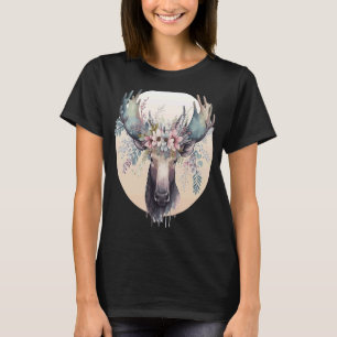 Cute Moose Flower Crown Animal T-Shirt