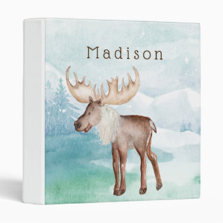 Cute Moose Personalized Holiday Binder