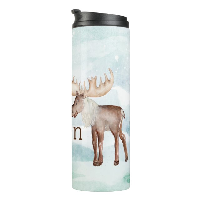 Cute Moose Personalized Holiday Thermal Tumbler (Rotated Right)