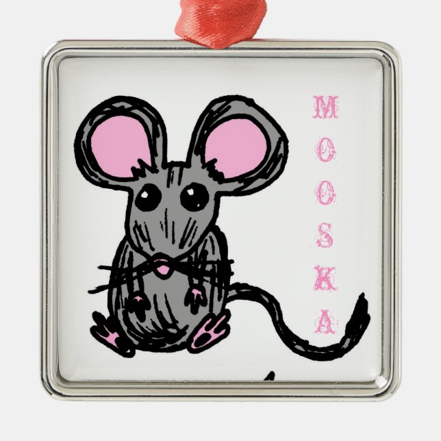 Cute Mooska Mouse Ornament (Front)
