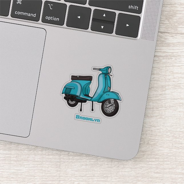 Cute moped motorcycle cartoon illustration (Detail)