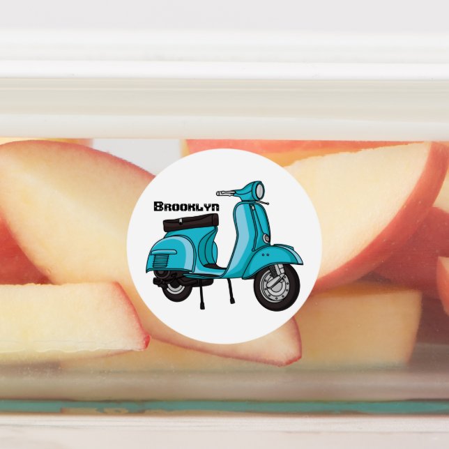 Cute moped motorcycle cartoon illustration (Affixed)