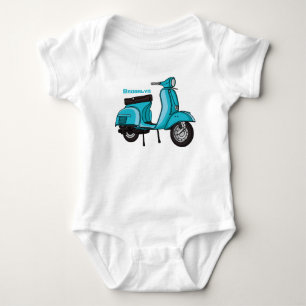 Cute moped motorcycle cartoon illustration baby bodysuit