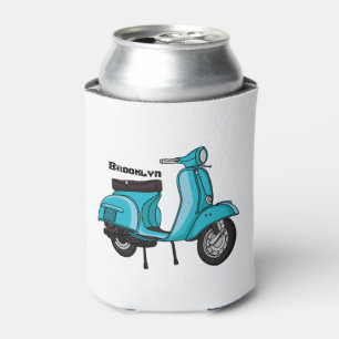 Cute moped motorcycle cartoon illustration can cooler