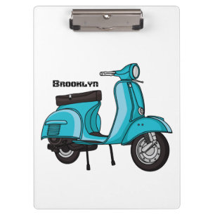 Cute moped motorcycle cartoon illustration clipboard