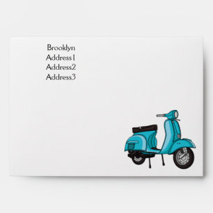 Cute moped motorcycle cartoon illustration envelope