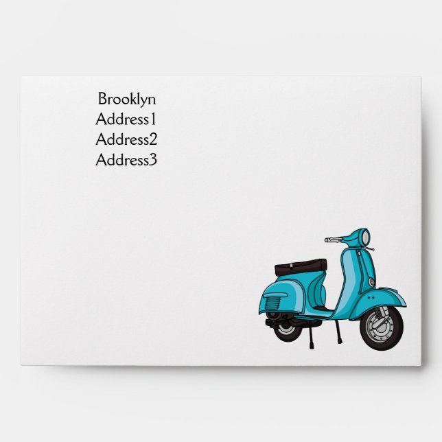 Cute moped motorcycle cartoon illustration envelope (Front)