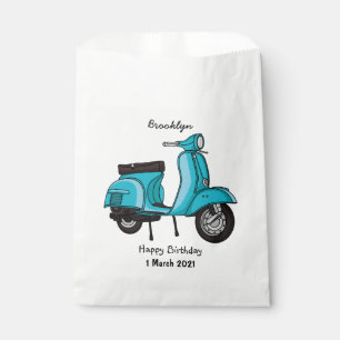 Cute moped motorcycle cartoon illustration favour bag
