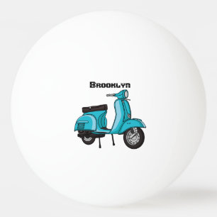 Cute moped motorcycle cartoon illustration ping pong ball