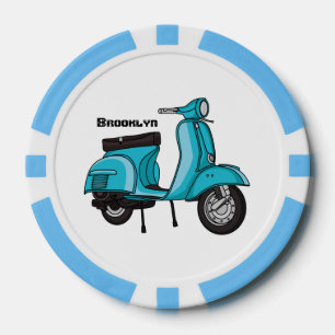 Cute moped motorcycle cartoon illustration poker chips