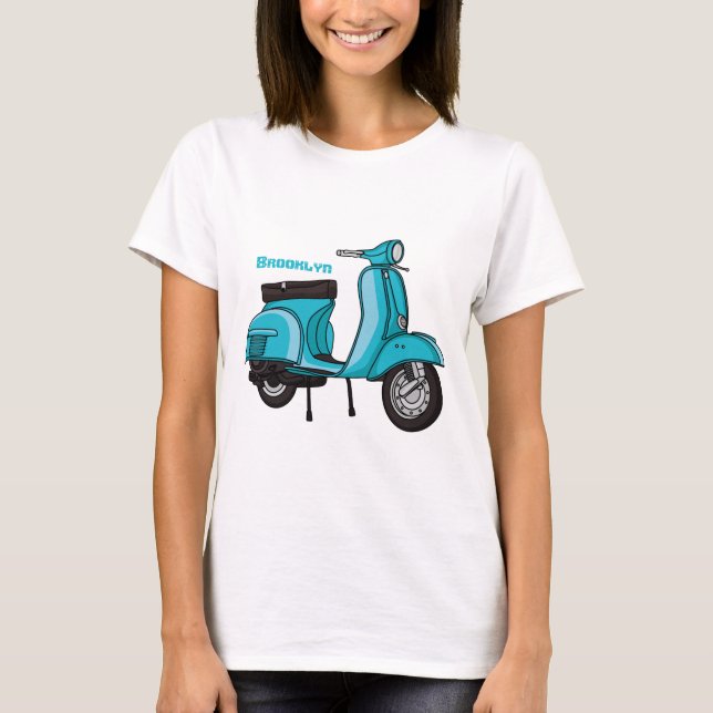 Cute moped motorcycle cartoon illustration T-Shirt (Front)
