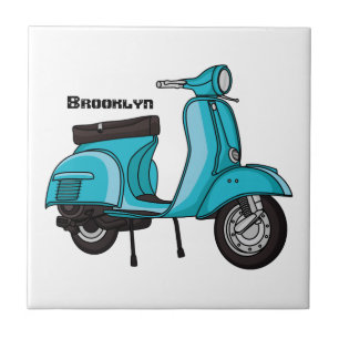 Cute moped motorcycle cartoon illustration tile