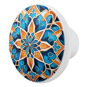 Cute Moroccan faux tile style Ceramic Knob