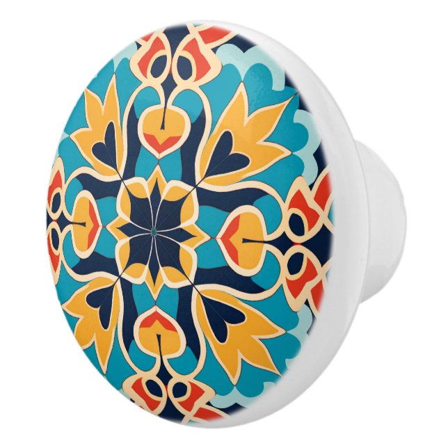 Cute Moroccan faux tile style  Ceramic Knob (Right)
