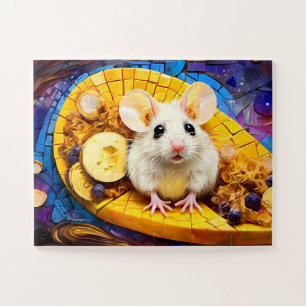 Cute Mosaic Field Mouse Vivid coloured puzzle 