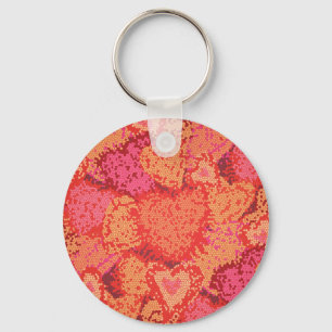 Cute mosaic hearts design keychain