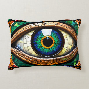 Cute Mosaic Stained Glass Eye design  Accent Pillow