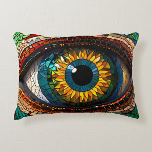 Cute Mosaic Stained Glass Eye design Accent Pillow