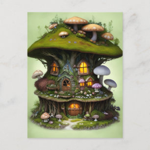 Cute Mossy Mushroom Fairy House Postcard