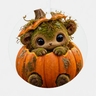 Cute Mossy Pumpkin Creature Ornament